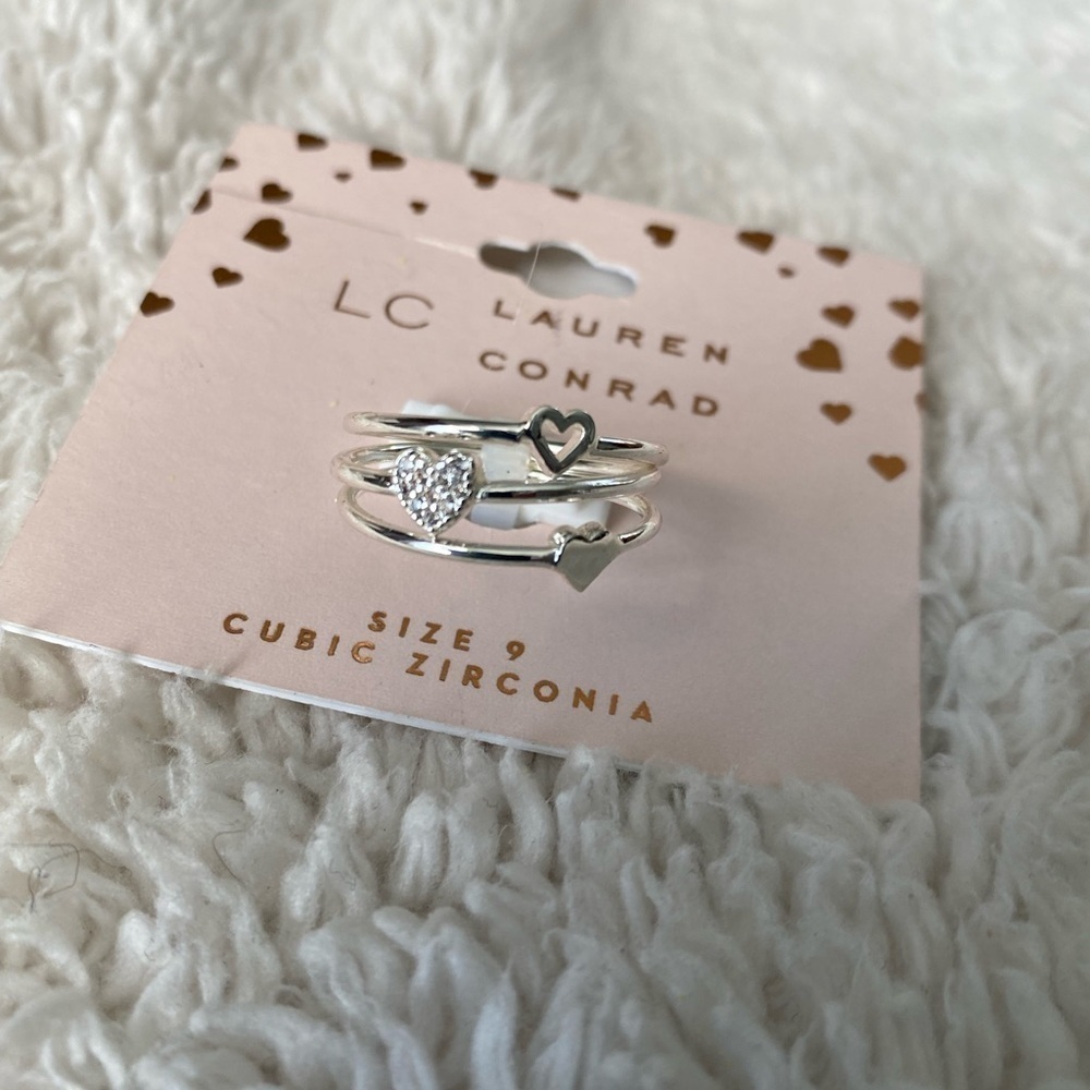 NWT LC Conrad Stakable Heart Rings Size 9